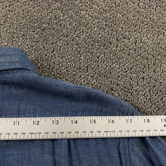 Marine Layer Shirt Men's Medium Button Down Cotton Blue Selvage - Picture 9 of 11